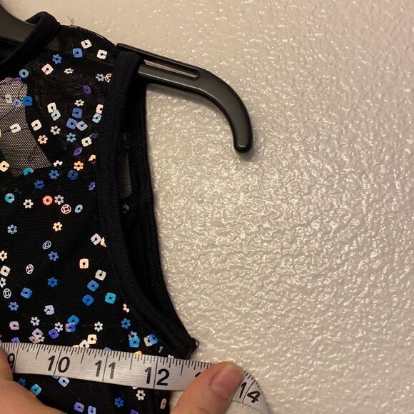 WEISSMAN Dance costume The Beautiful People
13601 Aqua black feather sassy MC - Picture 5 of 12